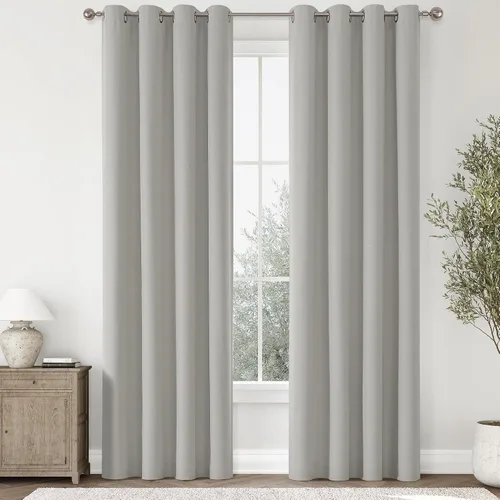 Vista 54 de ChrisDowa Cortinas 100% Opacas de Abedul Sólido de 45 Pulgadas de Largo, 2 Paneles para Dormitorio y Sala de Estar, Estilo Granja Oscurecedoras