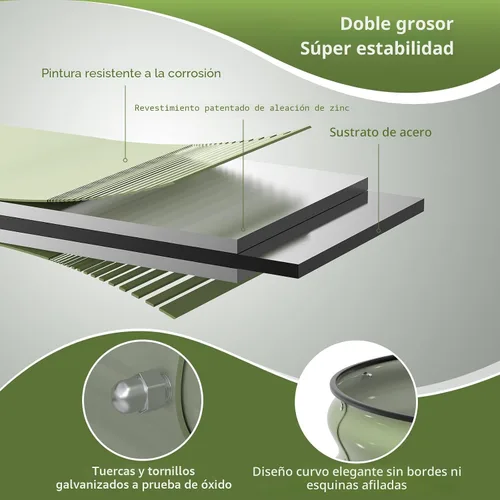Vista 3 de Kit de Cama de Jardín Elevada Winpull, 4x2x1 pies Caja de Plantación Galvanizada al Aire Libre con Borde de Seguridad, Camas Elevadas Grandes
