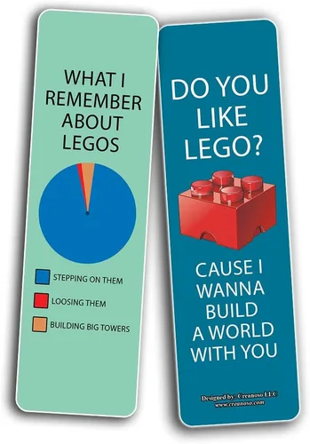 Vista 6 de Creanoso Divertidos marcadores de Lego (5 juegos x 6 tarjetas) – Juego de tarjetas inspiradoras diarias – Interesante libro de páginas – Gran regalo