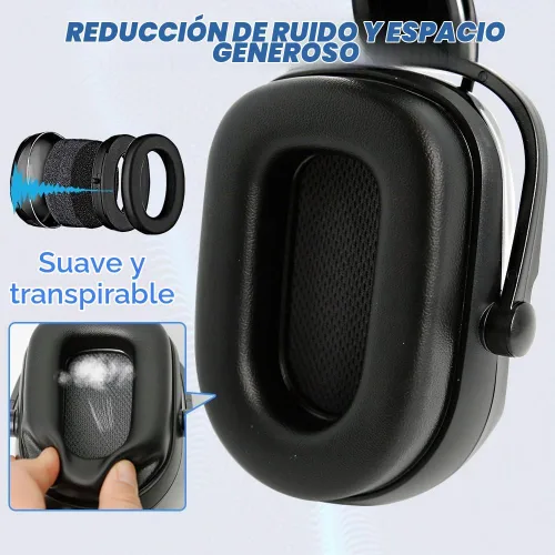 Vista 4 de Aolamegs Orejeras con Bluetooth para casco duro, NRR de 26 db, con cancelación de ruido, orejeras para llamadas, música, protección auditiva