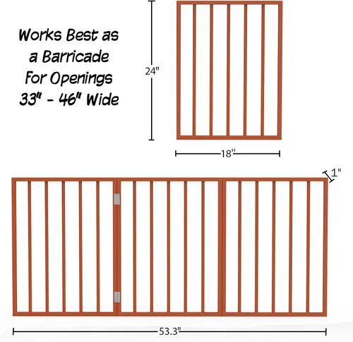 Vista 3 de PETMAKER Pet Gate - Puerta para perros para puertas, escaleras o casa - Independiente, plegable, estilo acordeón, valla de madera para perros
