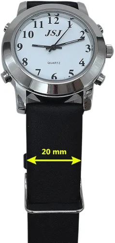 Vista 5 de VISIONU Reloj parlante español para personas ciegas o personas con discapacidad visual con alarma de cuarzo, correa de cuero, Moderno