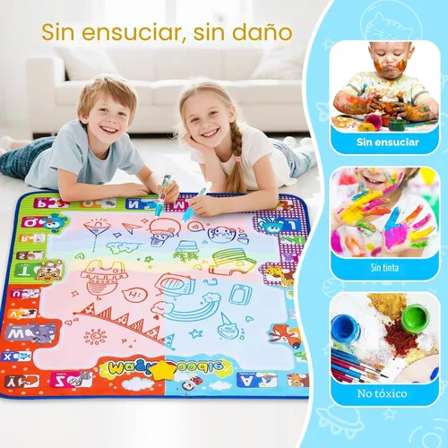 Vista 4 de Kizzyea - Juguetes para niños de 2, 3, 4, 5, 6+ años, niñas y niños, alfombrilla de garabatos de agua para niños, gran alfombrilla mágica