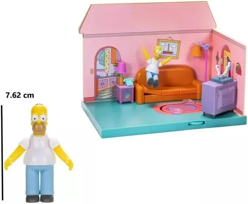 Vista 2 de Jakks Pacific The Simpsons Diorama Figuras familiares Juego de sala de estar con efectos interactivos, a partir de 4 años