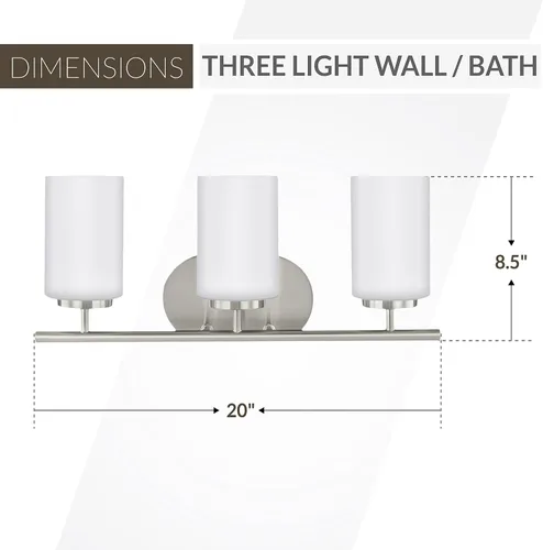 Vista 3 de Sea Gull Lighting 41162-962 Oslo - Luces estilo tocador de baño, acabado de níquel cepillado