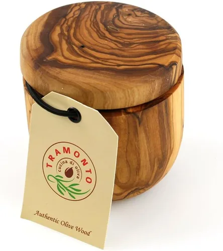 Vista 6 de Tramanto - Tarro de sal y especias de madera de olivo (3.5 pulgadas)