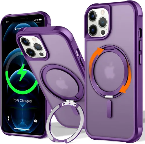 Vista 27 de UMIONE - Funda con diseño de anillo magnético giratorio de 360° para iPhone 11, soporte de bucle invisible integrado, compatible con Magsafe, funda