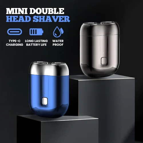 Vista 3 de Mini afeitadora eléctrica de doble cabezal, 2025 nueva afeitadora de doble cabeza, afeitadora eléctrica de bolsillo, afeitadora portátil de doble