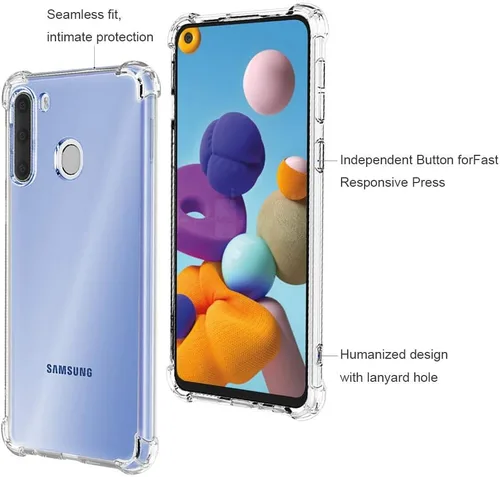 Vista 6 de Funda para teléfono Galaxy A21, funda para teléfono Samsung A21, con protector de pantalla, diseño bien hecho, a prueba de golpes, delgada