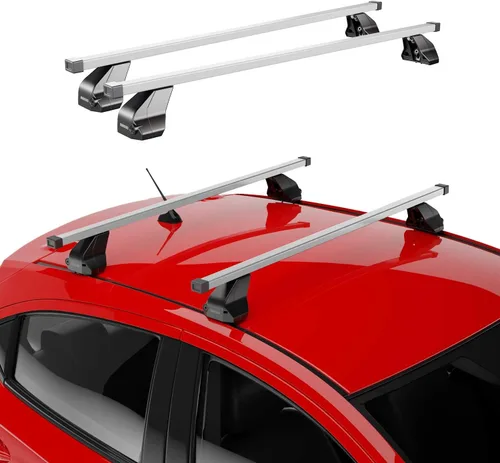 Vista 2 de OMAC Barras transversales de techo de punto fijo Mercedes Clase C Sedan 2015 a 2023, portaequipajes, 165 libras, aluminio, 2 piezas, color plateado