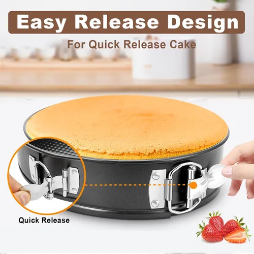 Vista 3 de Molde Desmontable de 9 Pulgadas Antiadherente, Molde Desmontable para Cheesecake de 9 Pulgadas con Protector de Silicona, Moldes Desmontables a