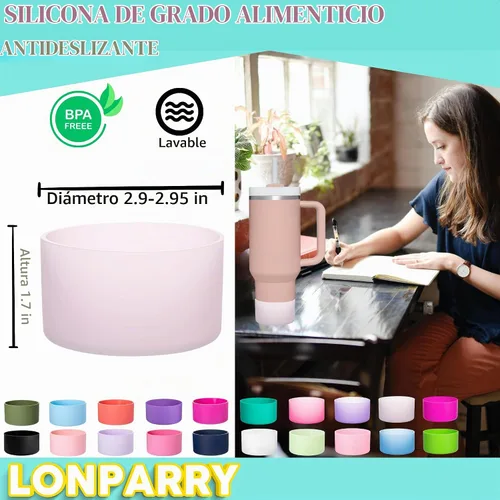 Vista 3 de Paquete de 2 botas de silicona para Stanley Cup 30oz 40oz y Stanley IceFlow Rosa ahumado claro