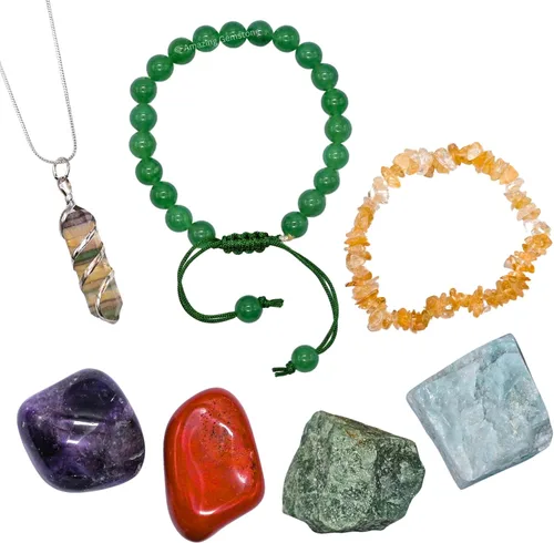 Vista 23 de Amazing Gemstone Aquarius Gifts - Kit de cristal del zodiaco para mujeres y hombres, juego de piedras curativas de lepidolita, pulseras de granate