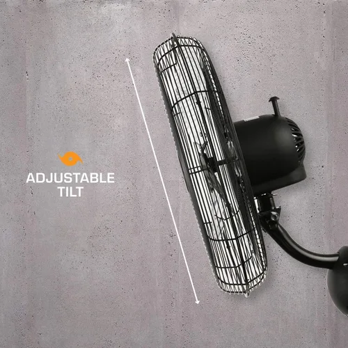 Vista 6 de Ventilador de pared de metal oscilante Hurricane Pro de alta velocidad con 3 velocidades, color negro, de 20 pulgadas - Unidad de enfriamiento