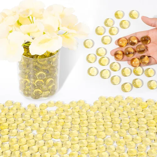 Vista 19 de Cuentas de vidrio para jarrones, cuentas decorativas de 0.97 libras, canicas planas para soporte de flores, manualidades, piedras de Mancala Blanco