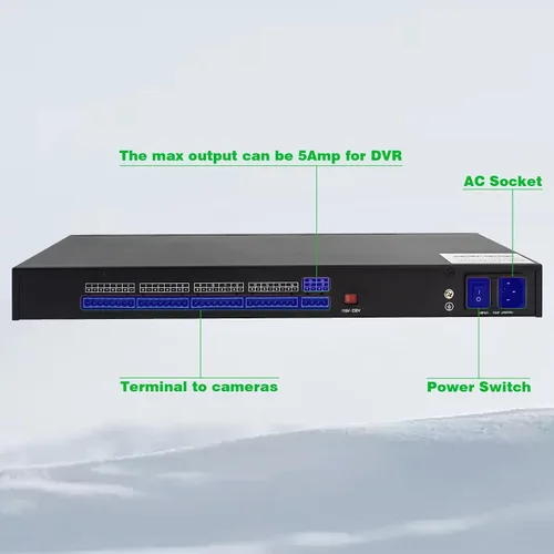 Vista 8 de Fuente de alimentación de montaje en rack de 1U 12V 20A de 18 canales - Salida de CC distribuida de 12 V 3-5 A con fusible de reinicio, cable de CA