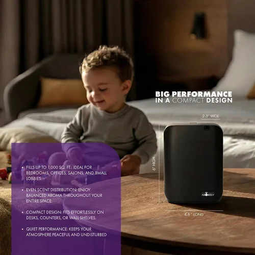 Vista 6 de Difusor de aroma inteligente de aromaterapia nebulizante, máquina de aroma sin agua, ambientador perfecto para habitaciones de hotel, hogares u Negro