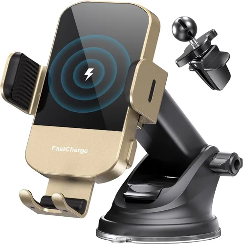 Vista 12 de Cargador de Coche Inalámbrico, Carga Rápida de 15W, Cargador de Coche con Abrazadera Automática, Soporte de Teléfono para Coche Compatible
