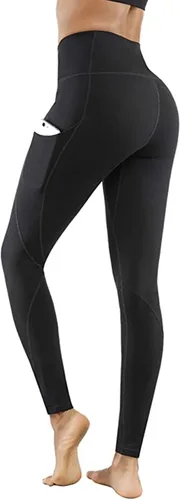 Vista 5 de Leggings de entrenamiento para mujer con bolsillos, cintura alta, levantamiento de glúteos, leggings de yoga, control de abdomen, sin costuras