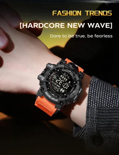Vista 4 de Reloj digital multifunción para hombre, reloj electrónico, impermeable, con alarma, deportes
