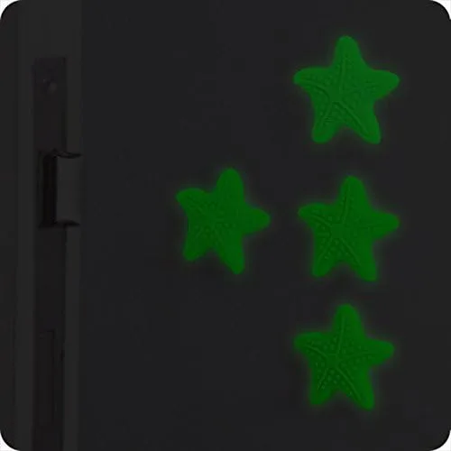 Vista 5 de Home-organizer Tech 5 protectores de pared de silicona que brillan en la oscuridad para manija de puerta, diseño de estrella de mar, protectores