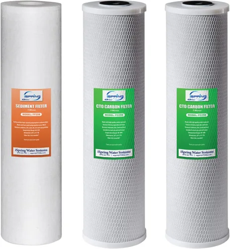 Vista 30 de iSpring F2WGB22B Juego de repuesto de filtro de agua de 2 etapas de 4.5 x 20 pulgadas para toda la casa con cartuchos de bloque de sedimentos