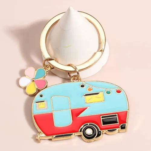 Vista 3 de Fuqimanman2020 Juego de llaveros para parejas de cámper, retro, camping, RV, regalos para hombres, mujeres, adolescentes, amantes de los campistas
