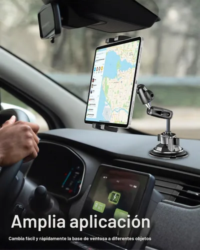 Vista 2 de Soporte de tableta para coche y camión - [Ventosa fuerte] Soporte de tableta resistente para parabrisas de tablero de instrumentos con brazo