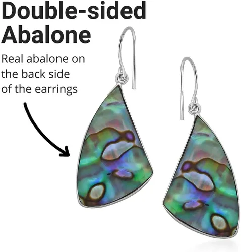 Vista 5 de Stylish Dangle Drop Earrings 925 Sterling Silver Abalone Shell Fashion Beach Jewelry Unique Costume Jewelry for Women Birthday Christmas Gifts for