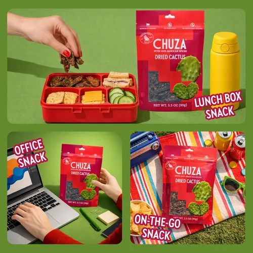Vista 7 de CHUZA Bocaditos de cactus de nopal, picante seco, chile dulce, caramelo mexicano (3.5 onzas)