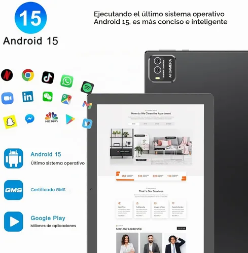 Vista 6 de Tableta 2 en 1 10 pulgadas Android 15 Tablets con teclado 64 GB ROM 8 GB RAM Soporte 1TB expansión 10.1 "Tablet incluye Ratón Stylus Tab 8MP+2MP