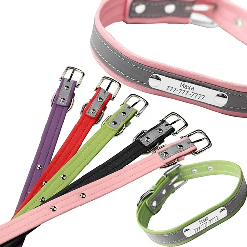 Vista 4 de Collares reflectantes personalizados para gatos con etiqueta de nombre y chapado, collar de gato personalizado grabado con nombre y teléfono, collar