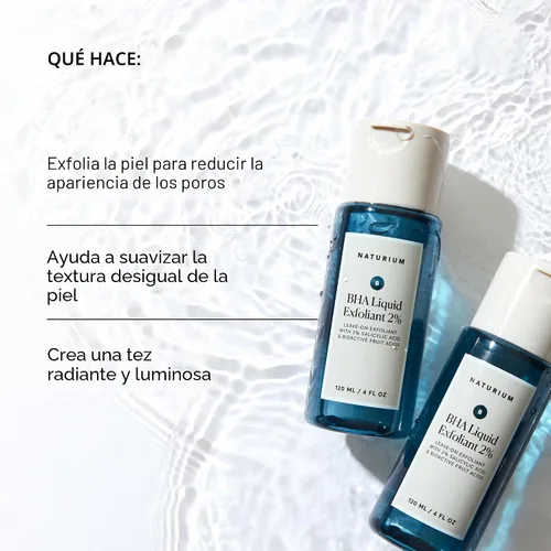 Vista 4 de Naturium BHA Exfoliante Líquido 2%, Tratamiento Exfoliante de Poros Leave-on para Rostro y Cuidado de la Piel, con Ácido Salicílico y Ácidos