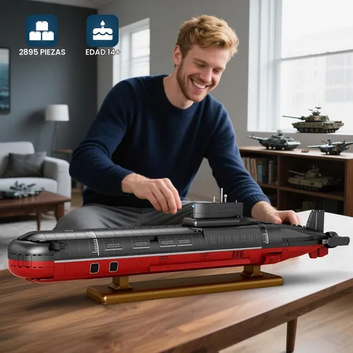 Vista 7 de Reobrix Juego de construcción de submarino nuclear para adultos, kit de modelo de submarino nuclear de clase tifón, decoración coleccionable