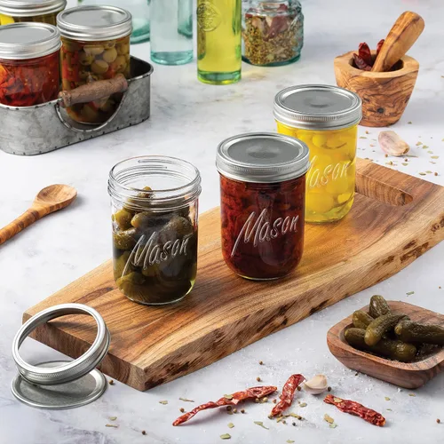 Vista 3 de Paksh Novelty Mason Jars - Contenedor de almacenamiento de alimentos - Paquete de 6 - Recipiente hermético para encurtido, enlatado, velas