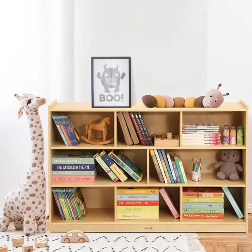 Vista 8 de Bateso Organizador de almacenamiento de juguetes para habitación de niños, estantería de madera para niños, para aula, organizador de almacenamiento