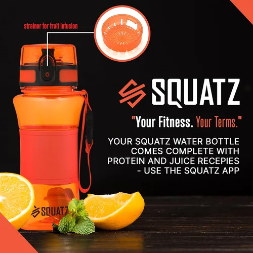 Vista 7 de SQUATZ Poseidon Series - Botella de agua de 17 onzas para proteínas y batidos de frutas, botella de boca ancha de alta calidad, filtro infusor