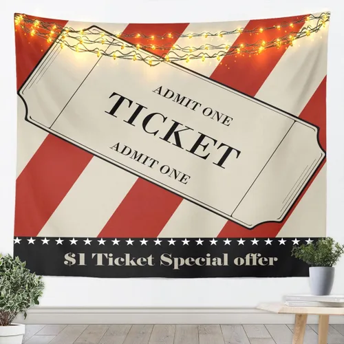 Vista 27 de Homewish Theater Cinema Poster Tapestry,Retro Movie Wall Hanging Art Popcorn Wall Blankets Movie Night Poster Tapestries for Kids Teens Girls Boys