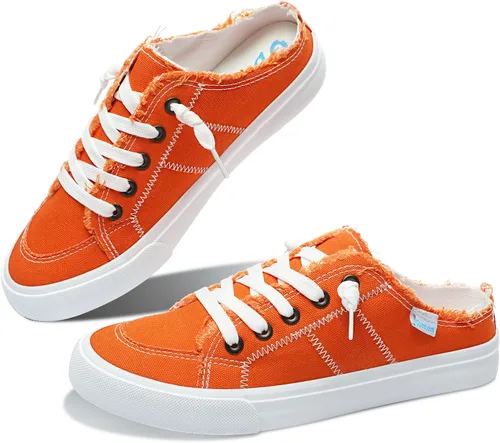 Vista 10 de Obtaom Sandalias de lona para mujer con espuma viscoelástica Clipper, tenis de moda, cómodas, fáciles de poner, sandalias sin tacón para mujer Beige