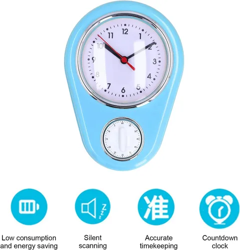 Vista 6 de Reloj de pared de 9 pulgadas, temporizador de cocina retro, temporizador de pared de cuenta regresiva de pared, reloj de pared de cocina, mini reloj