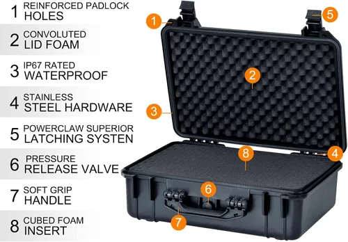 Vista 4 de MEIJIA Funda protectora impermeable IP67 portátil para todo tipo de clima, funda rígida para cámara con espuma personalizable, protección perfecta