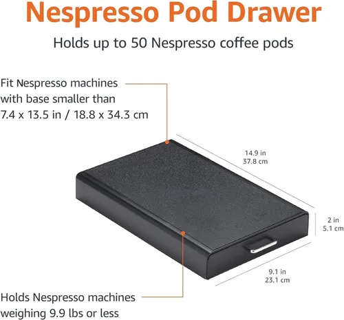 Vista 7 de Amazon Basics – Cajón de almacenamiento de cápsulas de café Nespresso OriginalLine, capacidad de 50 cápsulas, negro