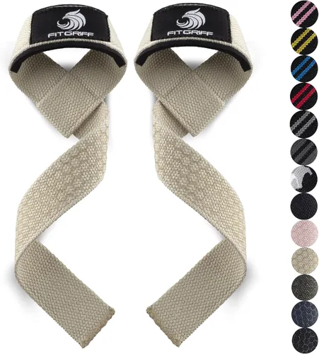 Vista 14 de Fitgriff® Correas de muñeca para levantamiento de pesas, gimnasio, peso muerto, entrenamiento (hechas de algodón premium y acolchadas) - Hombres