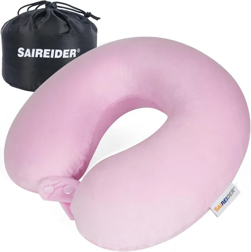 Vista 13 de SAIREIDER Almohada de viaje de espuma viscoelástica 100% pura, almohada de viaje para el cuello, almohada de avión para viajes, automóvil, hogar