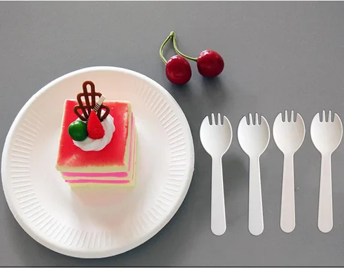 Vista 6 de Tenedor desechable envuelto individualmente, 100 cucharas de plástico ecológicas, duraderas y fuertes, ideales para pícnics o restaurantes