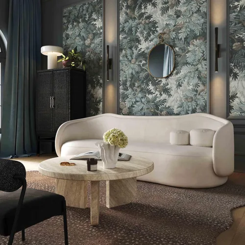 Vista 2 de Tov Furniture Sofá de terciopelo texturizado Circe Crema