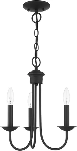 Vista 2 de Livex Lighting 42683-04 - Lámpara de araña de acero con 3 luces para decoración del hogar, 1 lámpara de techo negra, perfecta para decoración