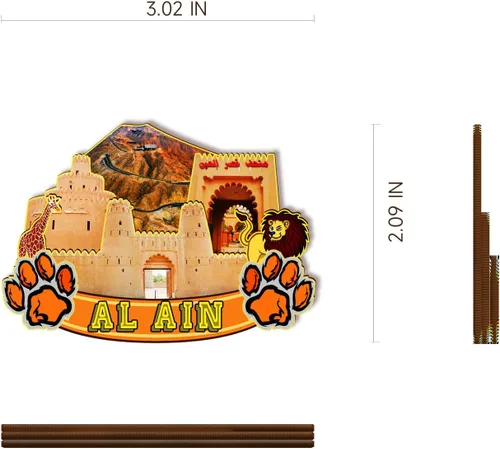Vista 3 de Al Ain United Arab EMI - Imán de madera 3D para nevera, recuerdos coleccionables, decoración artesanal