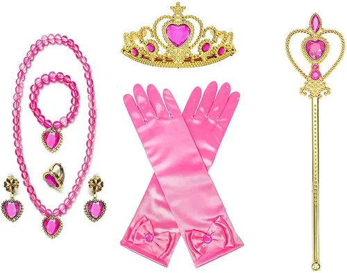Vista 6 de CaoKaien Disfraz de sirena para niñas, disfraz de princesa pequeña con accesorios para fiesta, disfraz de cosplay