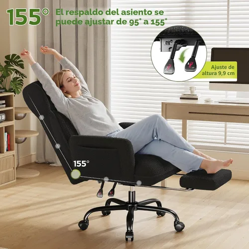 Vista 3 de DurayLoly Silla de oficina grande y alta con brazos y respaldo ajustables, silla de oficina ergonómica con reposapiés y tela cómoda para oficina